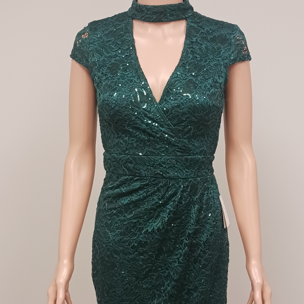 B Darlin Womens Lace Cocktail Dress XS Halter Neck Evening Reception Party
